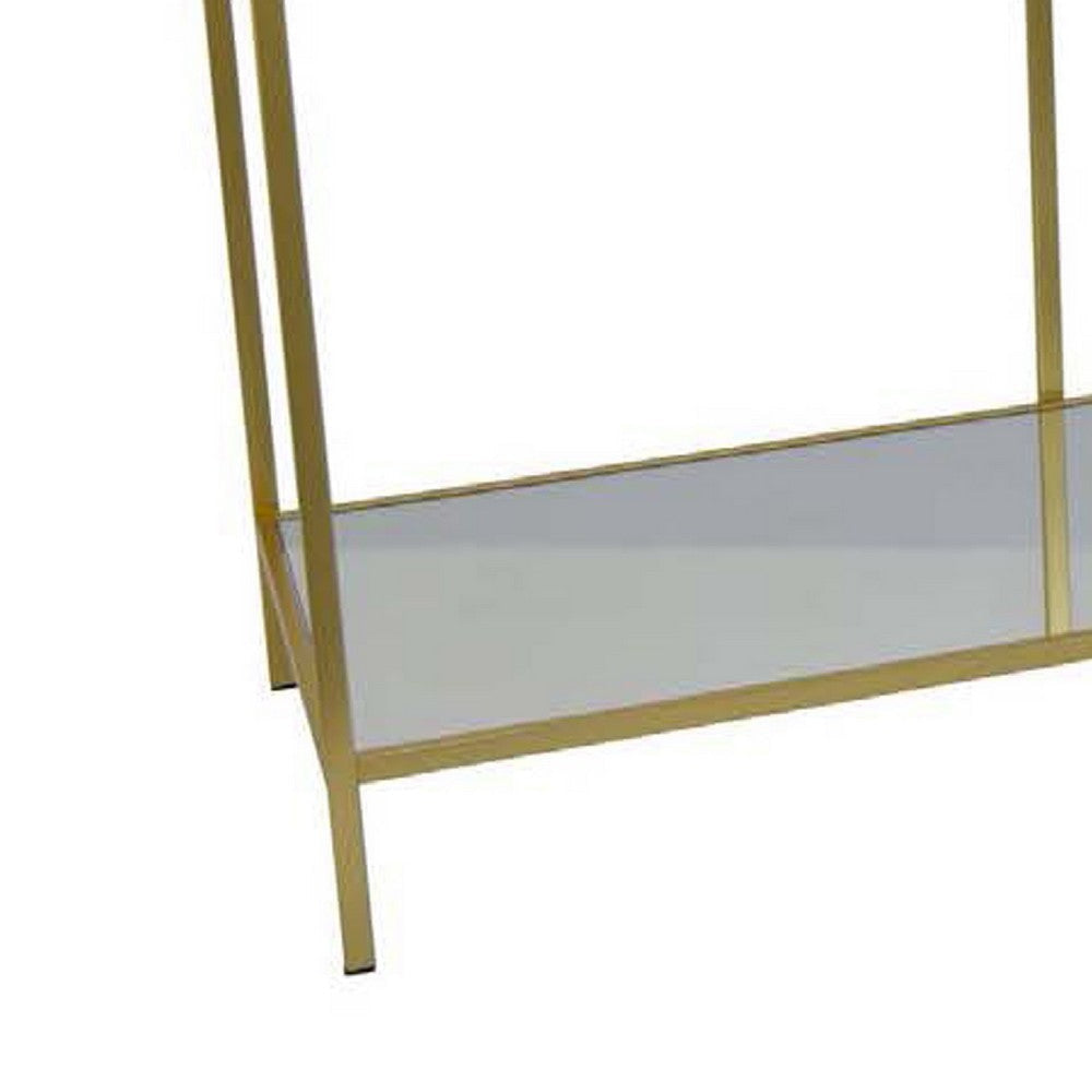 Woly Plant Stand Rack | 2 Glass Shelves | 59’’ Industrial Gold Metal