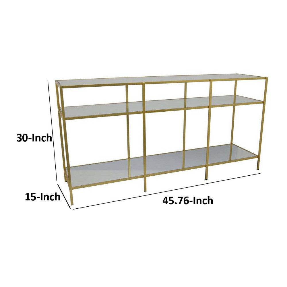 Woly Plant Stand Rack | 2 Glass Shelves | 59’’ Industrial Gold Metal