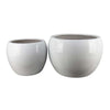 Womy Wide Decorative Planters Set of 2 | Glossy White Ceramic 14, 20"