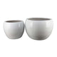 Womy Wide Decorative Planters Set of 2 | Glossy White Ceramic 14, 20"