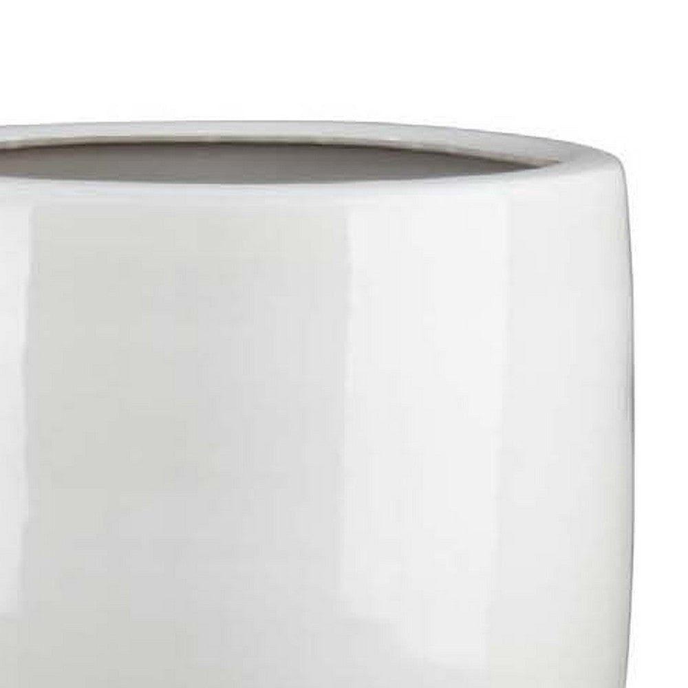 Womy Tall Decorative Planters Set of 2 | Glossy White Ceramic 18 30’’ BM334943