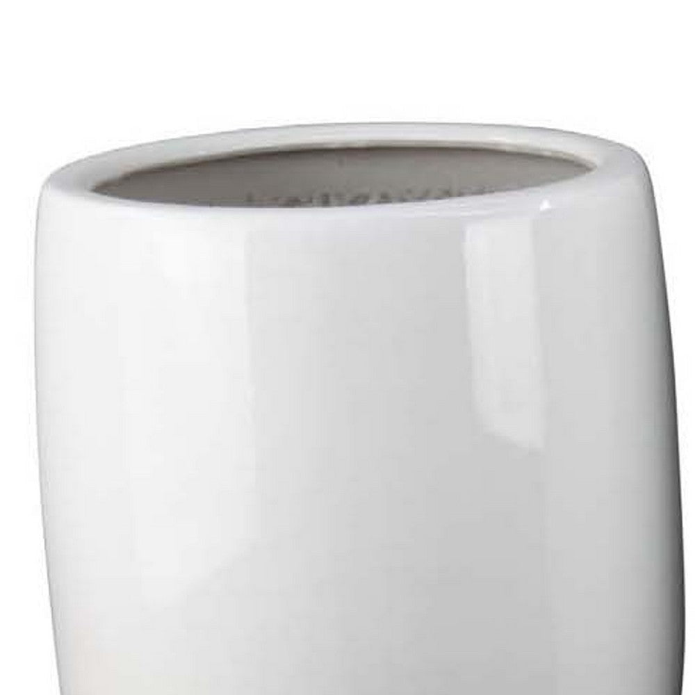 Womy Tall Decorative Planters Set of 2 | Glossy White Ceramic 18 30’’ BM334943