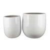 Womy Tall Decorative Planters Set of 2 | Glossy White Ceramic 18, 30"