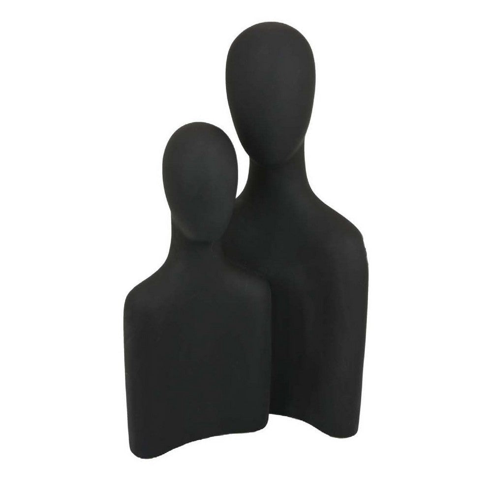 Nito Decorative Figurine | 2 Bust Silhouettes | 17" Black Resin Body