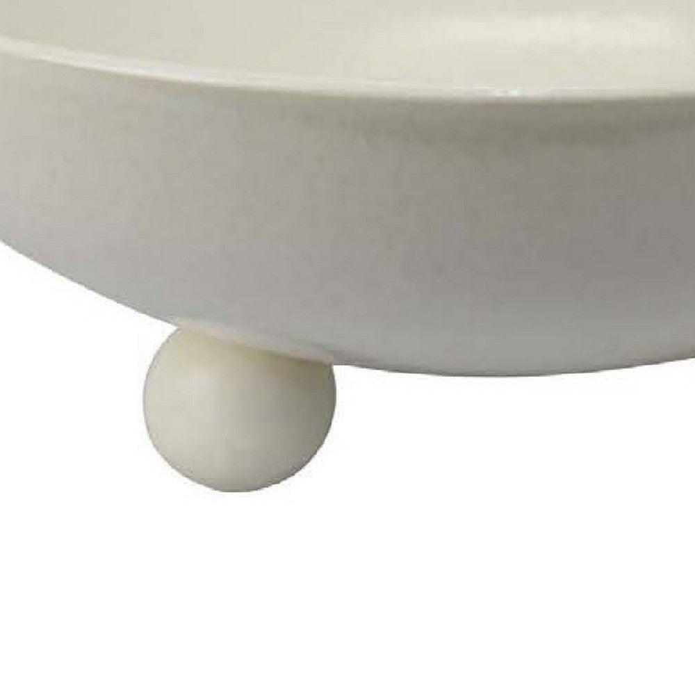 15’’ Decorative Bowl for Accessories | Off White Ceramic | 3 Feet BM334947