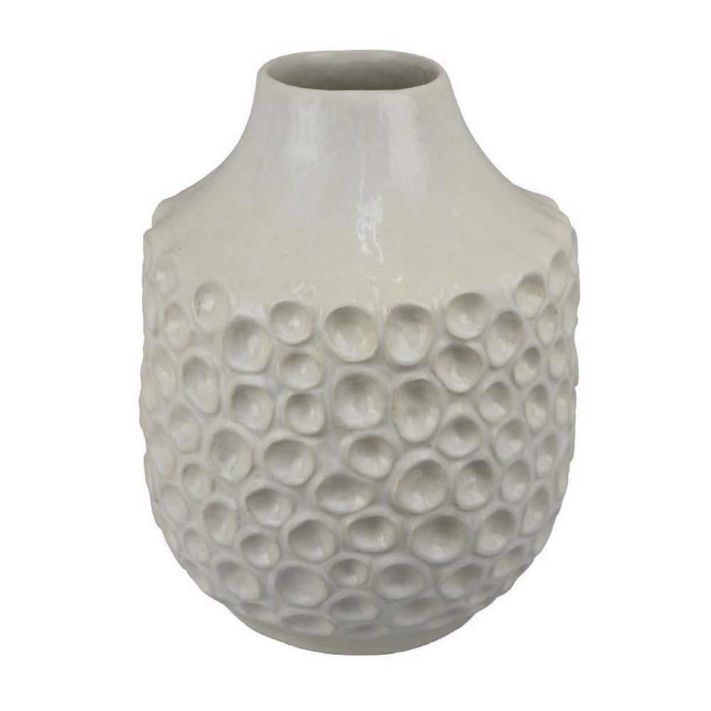 Nian Accent Vase | Off White Ceramic Raised Dimple Texture | 14’’ BM334948