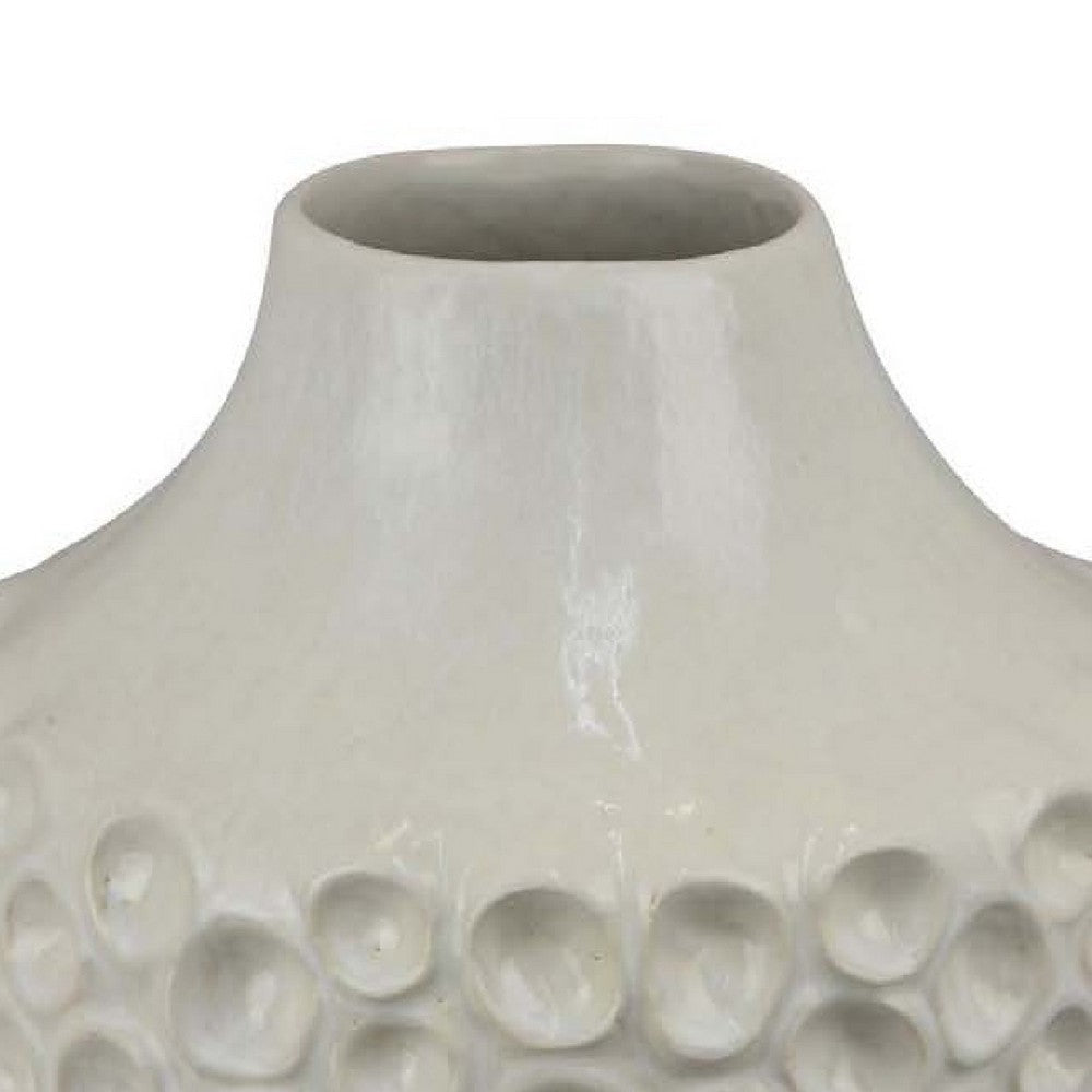 Nian Accent Vase | Off White Ceramic Raised Dimple Texture | 14’’ BM334948
