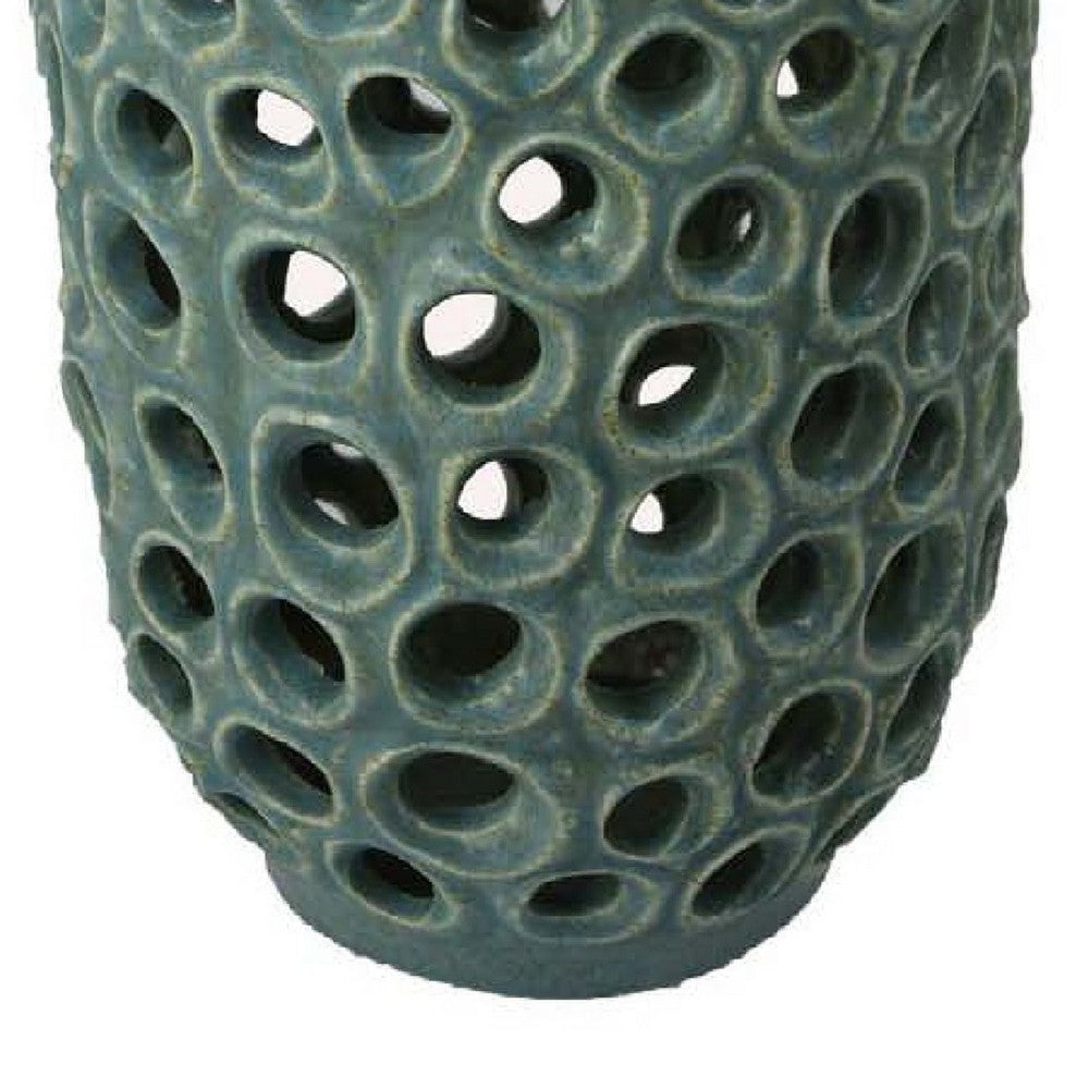 Nian Accent Vase | Green Ceramic | Perforated Rounded Holes | 16’’ BM334951