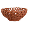 Nian Decorative Bowl | Earthy Brown Ceramic | Perforated Holes | 13"