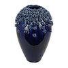 Decorative Vase | Glossy Deep Blue Ceramic | Coral Design | 15’’ BM334955