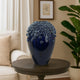 Decorative Vase | Glossy Deep Blue Ceramic | Coral Design | 15"