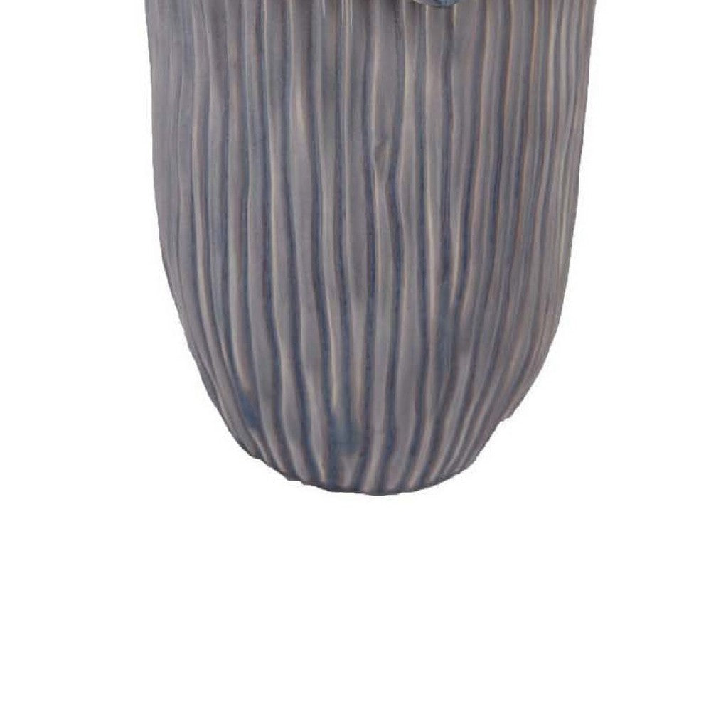 Kiana Decorative Vase | Gray Ceramic Flared Scales Rim Accent | 16’’ BM334956