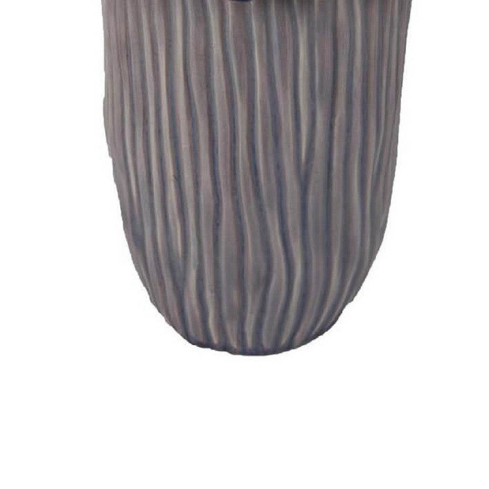 Kiana Decorative Vase | Gray Ceramic Flared Scales Rim Accent | 13’’ BM334957