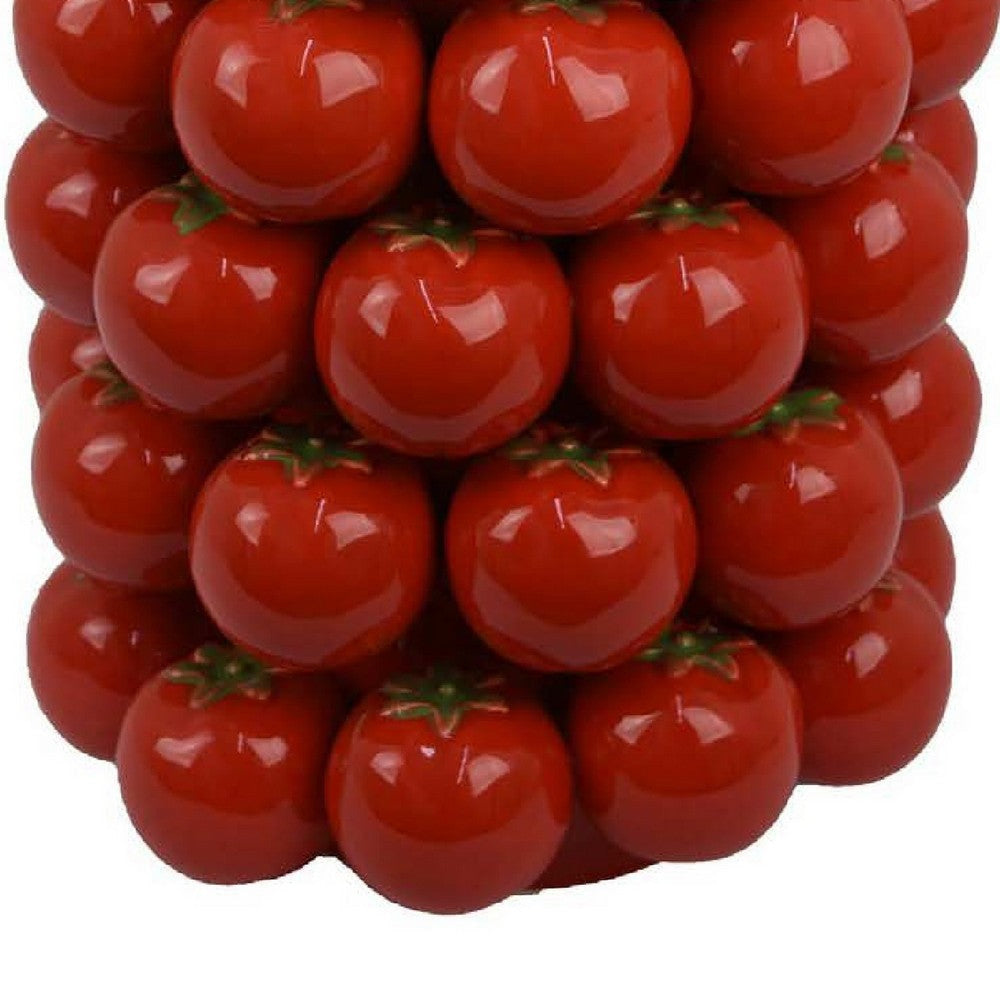 Nyssa Decorative Ceramic Tomato Vase | Green Red Glazed | 12’’ BM334970