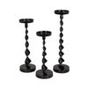 Siana Accent Candle Holder Set of 3 Black Metal Twisted Stem