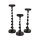 Siana Accent Candle Holder Set of 3, Black Metal, Twisted Stem