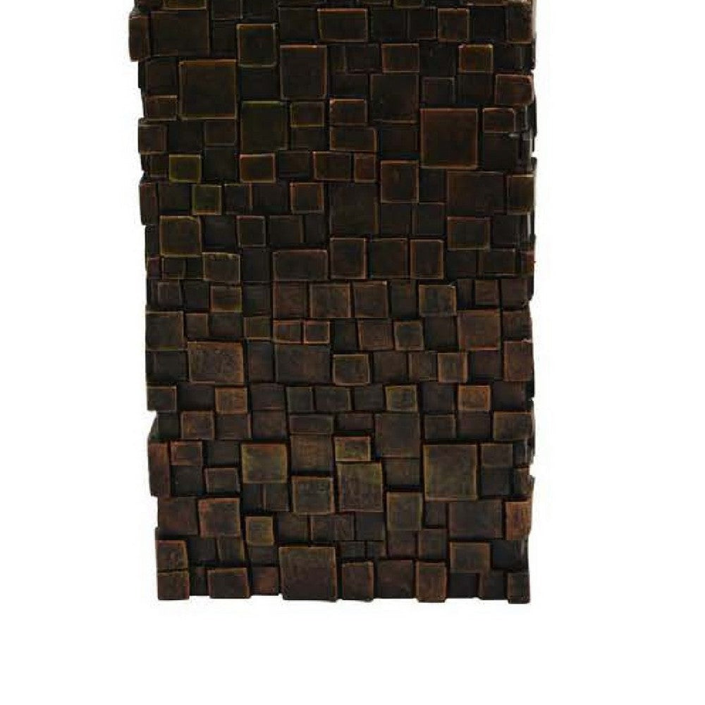Accent Vase | Dark Bronze Resin | Prominent Geometric Texture | 20’’ BM334986