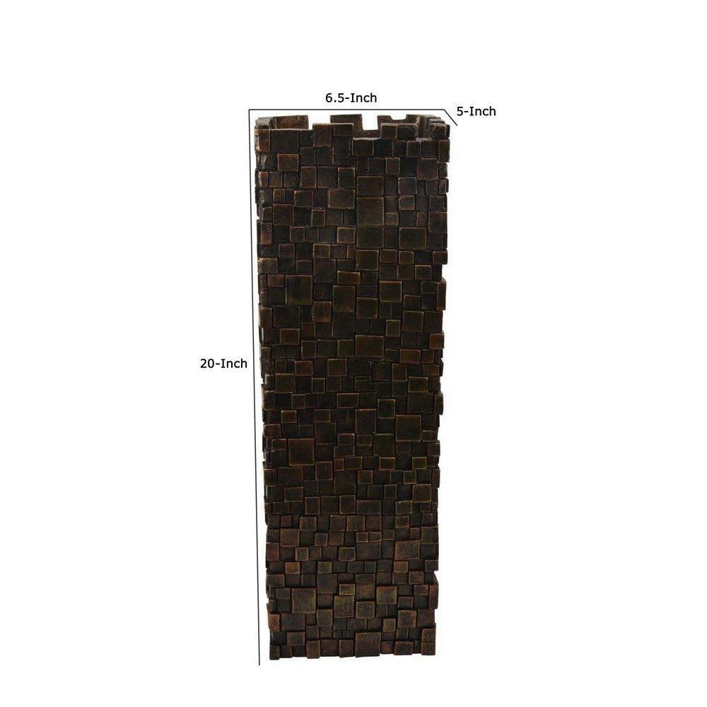Accent Vase | Dark Bronze Resin | Prominent Geometric Texture | 20’’ BM334986