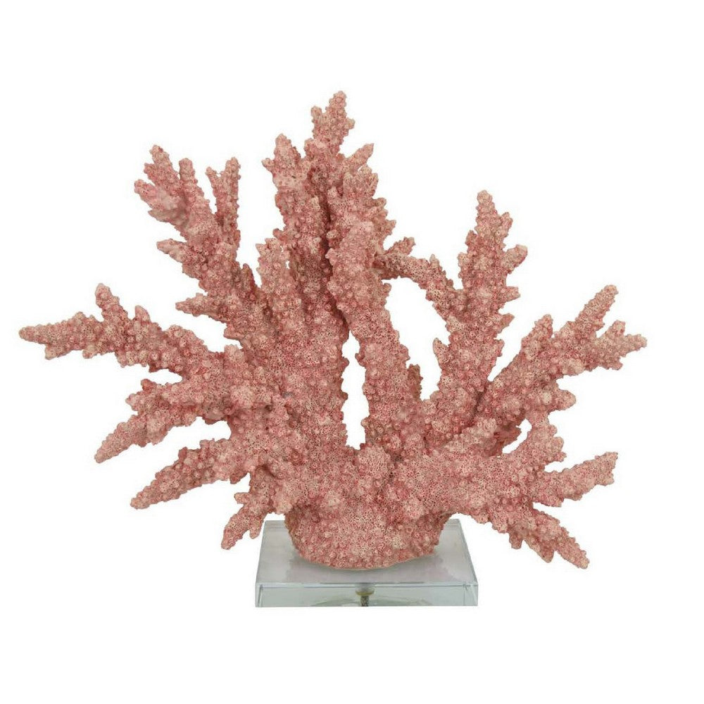 Coral Tabletop Decoration | Pink Resin with Acrylic Base | 13"