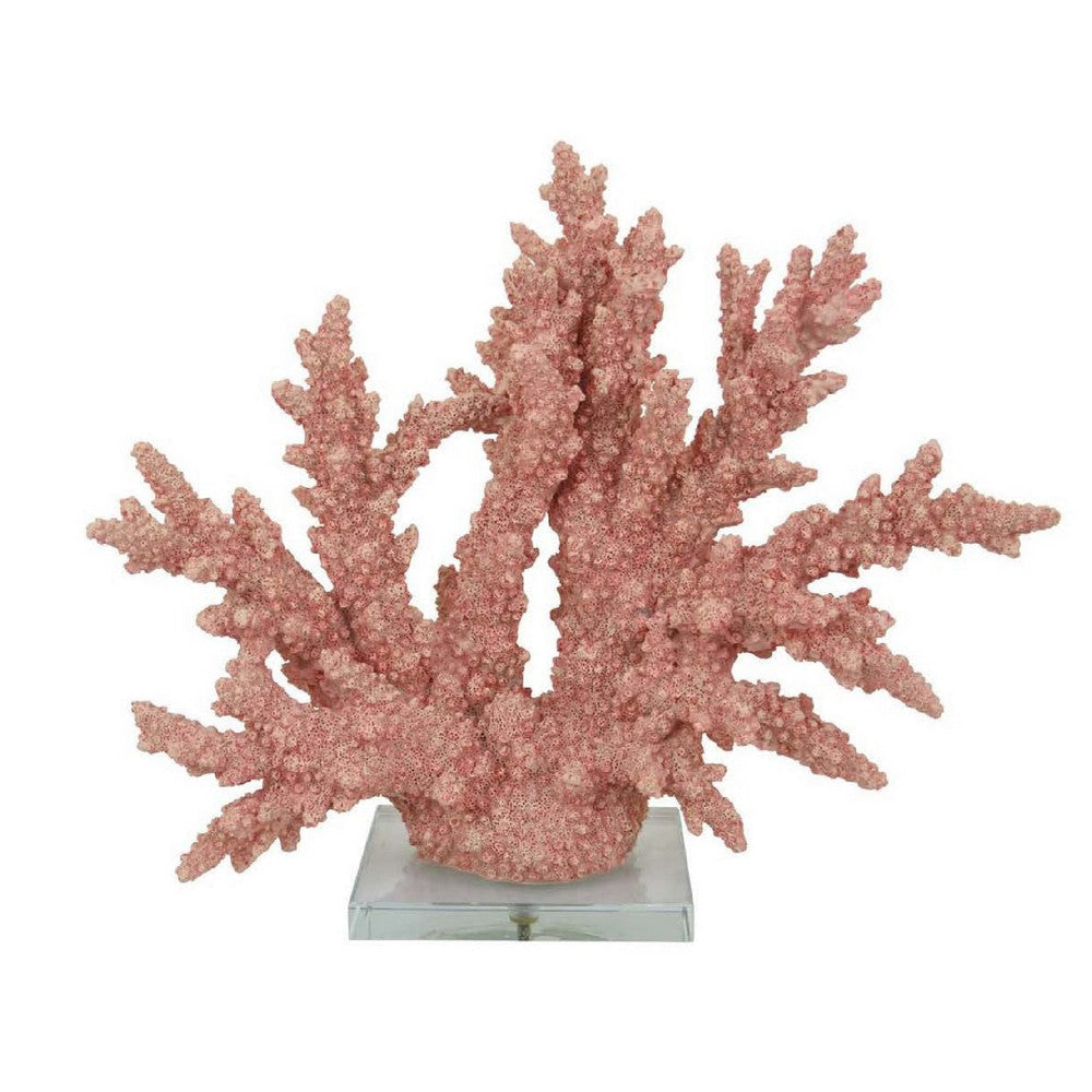 Coral Tabletop Decoration | Pink Resin with Acrylic Base | 13"