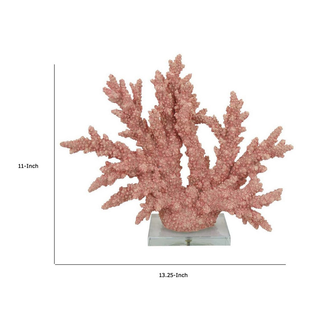 Coral Tabletop Decoration | Pink Resin with Acrylic Base | 13"