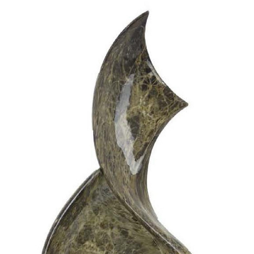 Tabletop Accent Decor | Gray Green Resin | Black Metal Support | 22’’ BM334994