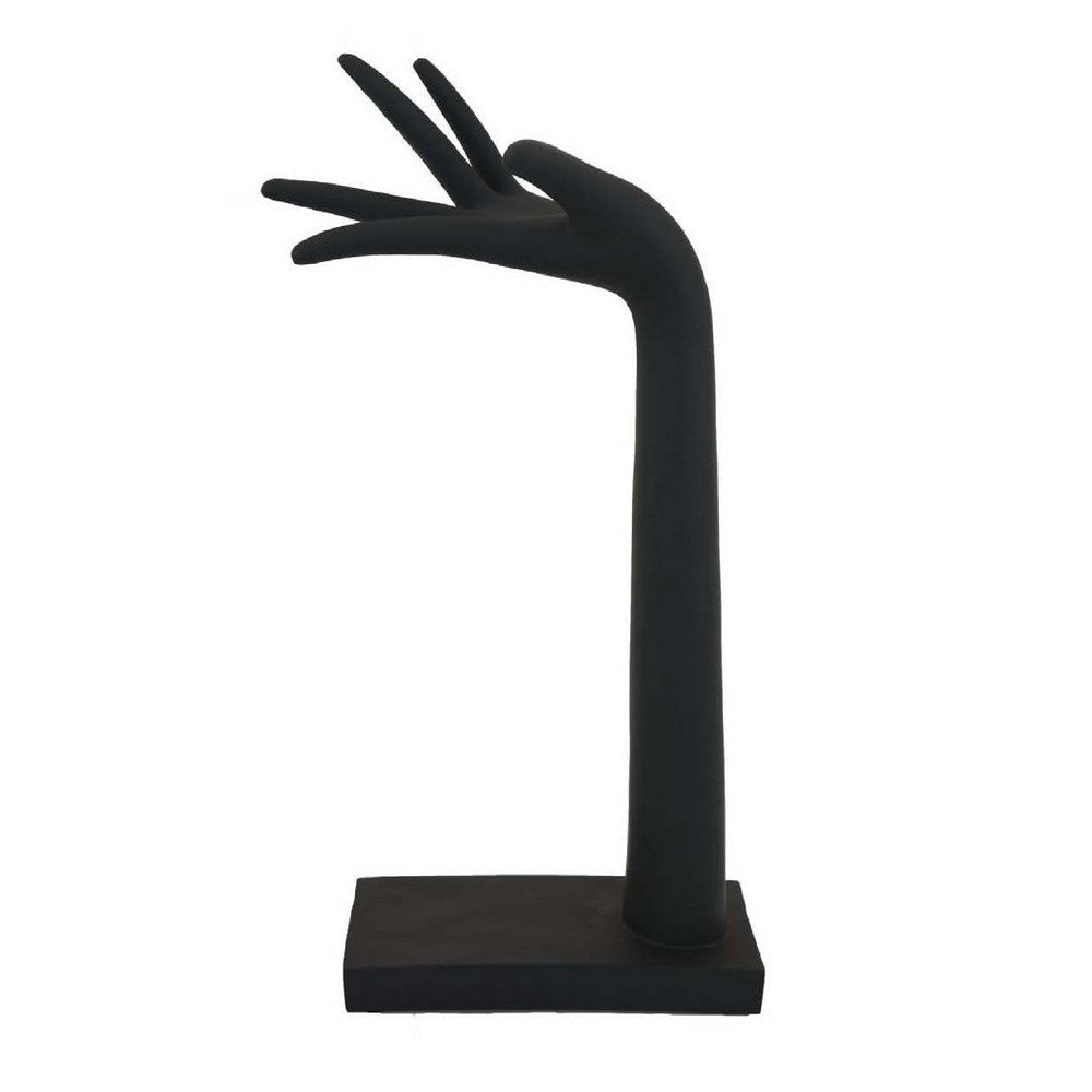 Hand Sculpture Accent Figurine | Contemporary Black Resin | 17"