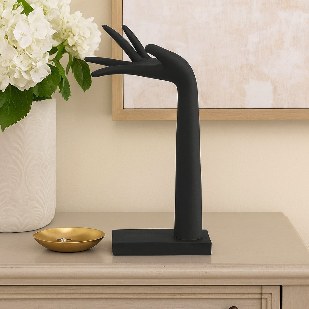Hand Sculpture Accent Figurine | Contemporary Black Resin | 17’’ BM334995