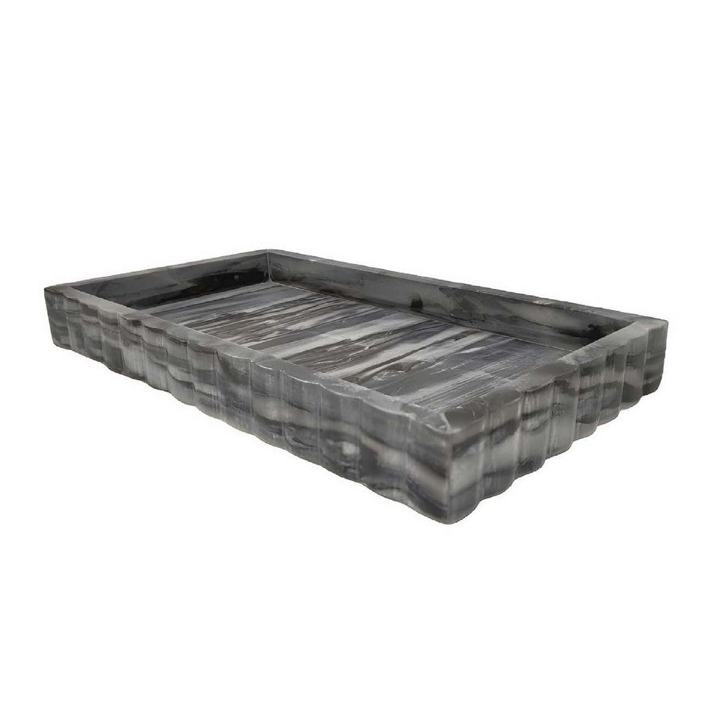 Myla Decorative Marble Tray | Subtle Gray Scalloped Edges | 14’’ BM335000