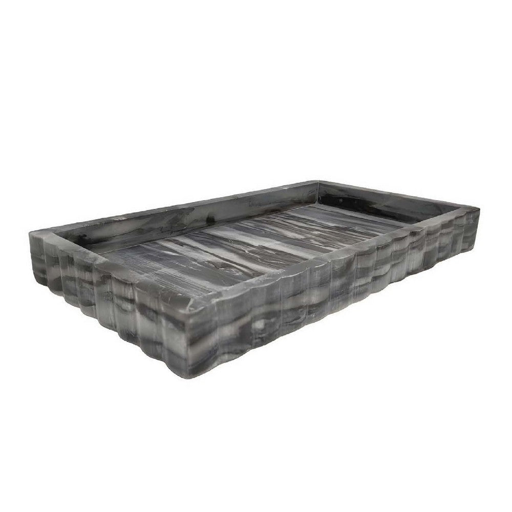 Myla Decorative Marble Tray | Subtle Gray Scalloped Edges | 14"