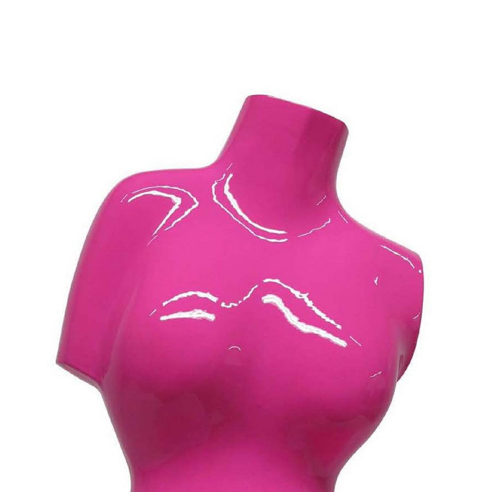 Female Torso Tabletop Decor | Bright Pink Resin Sculptural Bust 16’’ BM335001