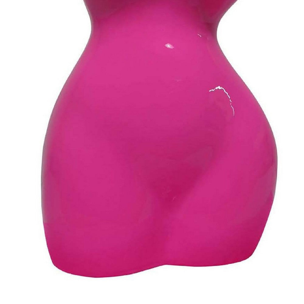 Female Torso Tabletop Decor | Bright Pink Resin Sculptural Bust 16’’ BM335001