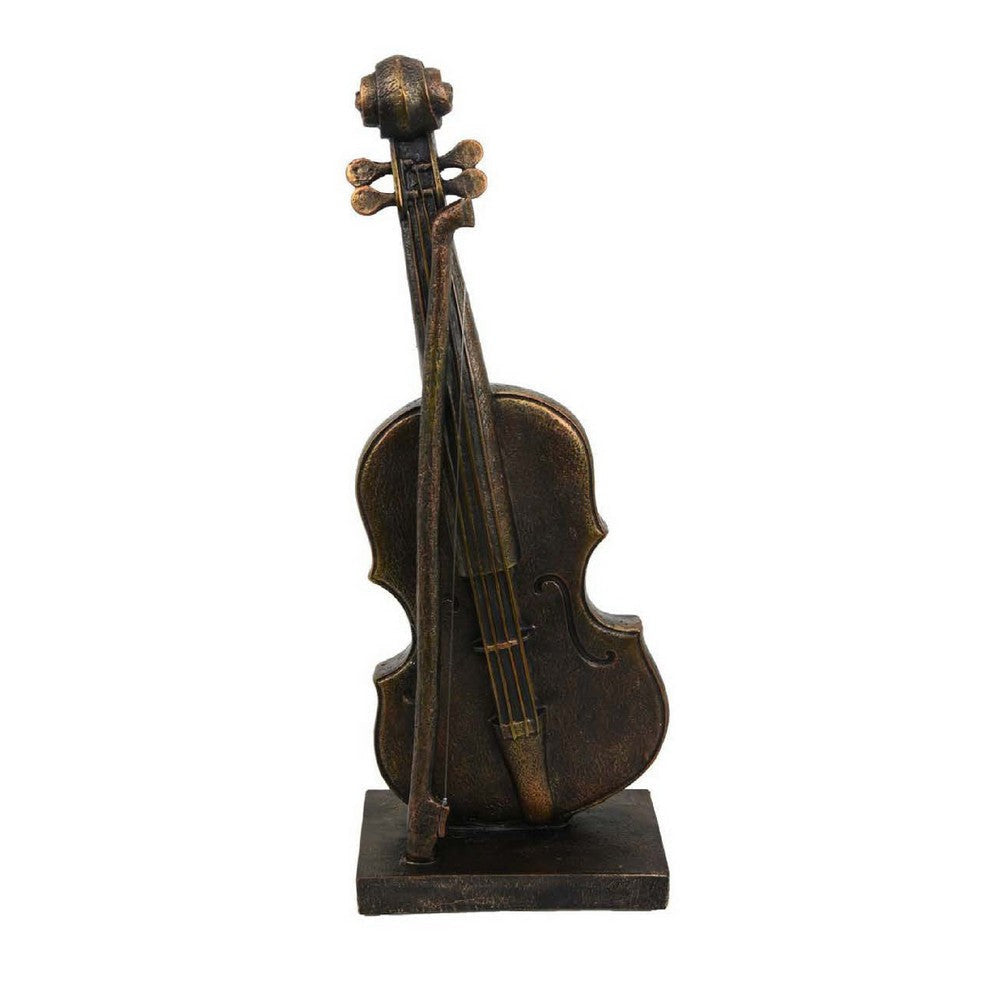 Violin Tabletop Decor | Dark Bronze Resin | Rectangular Base | 18’’ BM335004