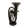 Trumpet Tabletop Decor | Dark Bronze Resin | Round Base | 15"