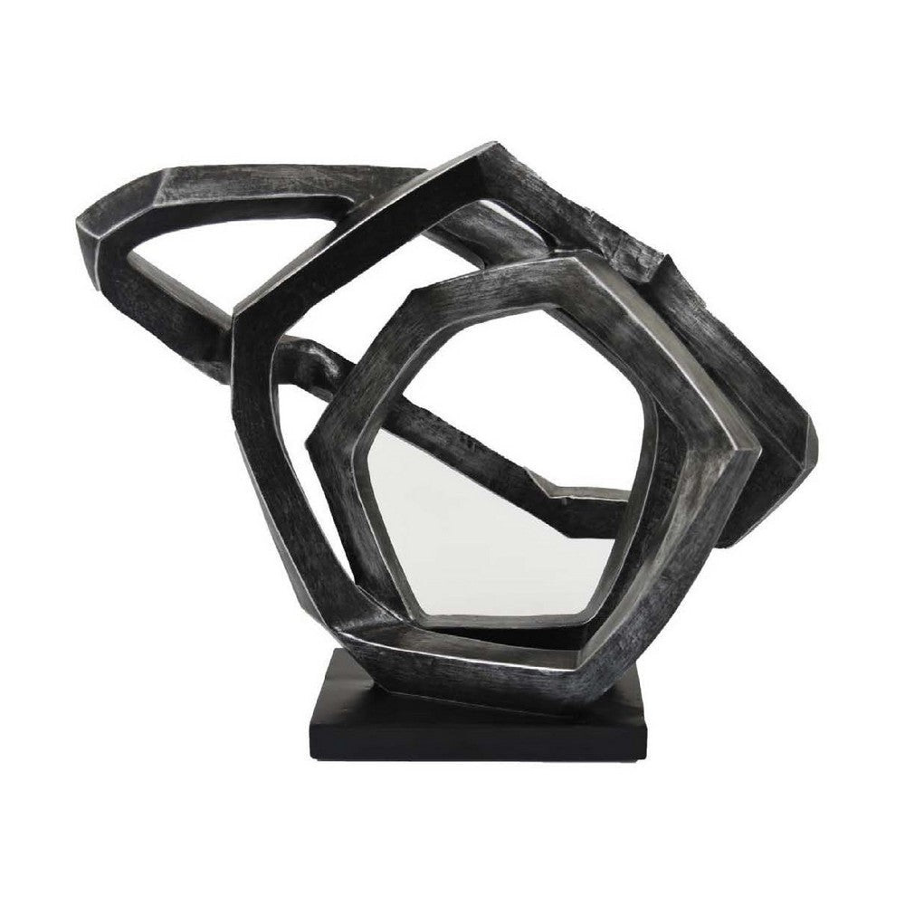 Abstract Decorative Tabletop Sculpture | Gray Resin Geometric | 17’’ BM335006