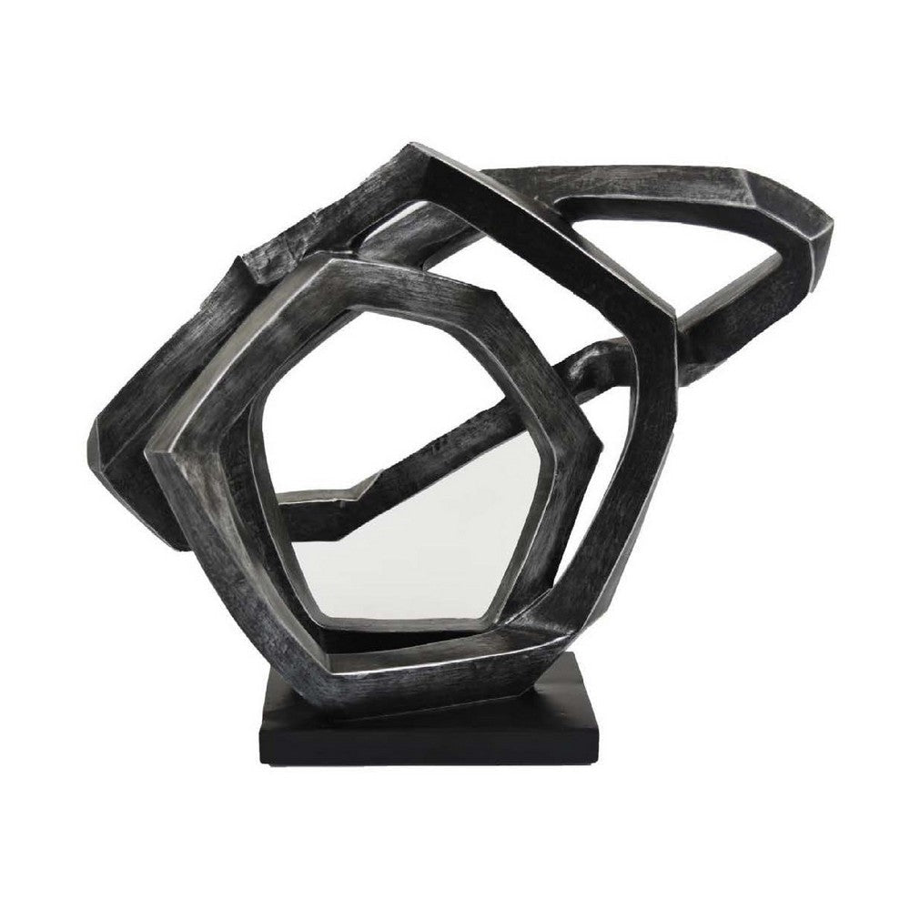 Abstract Decorative Tabletop Sculpture | Gray Resin Geometric | 17"