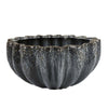 Decorative Bowl | Aqua Gray Ceramic | Fluted Scalloped Sides | 13"