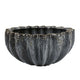 Decorative Bowl | Aqua Gray Ceramic | Fluted Scalloped Sides | 13"