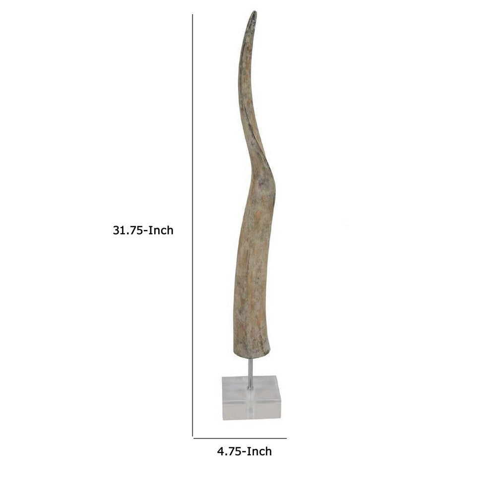 Linaa Decorative Antler Horn | Brown Resin Clear Acrylic Base | 32’’