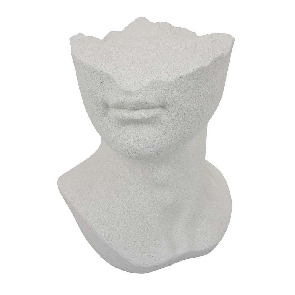 Head Statuette Tabletop Decor | White Resin | Fragmented Bust | 11’’ BM335011
