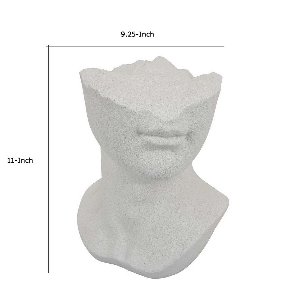 Head Statuette Tabletop Decor | White Resin | Fragmented Bust | 11’’ BM335011