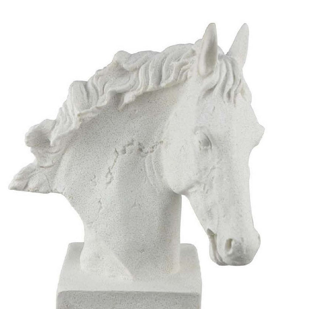 Horse Head Decor | White Resin Frame | Gray Acrylic Base 13’’ BM335012