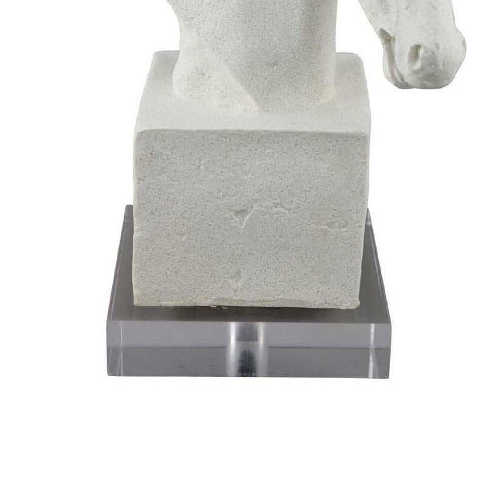 Horse Head Decor | White Resin Frame | Gray Acrylic Base 13’’ BM335012