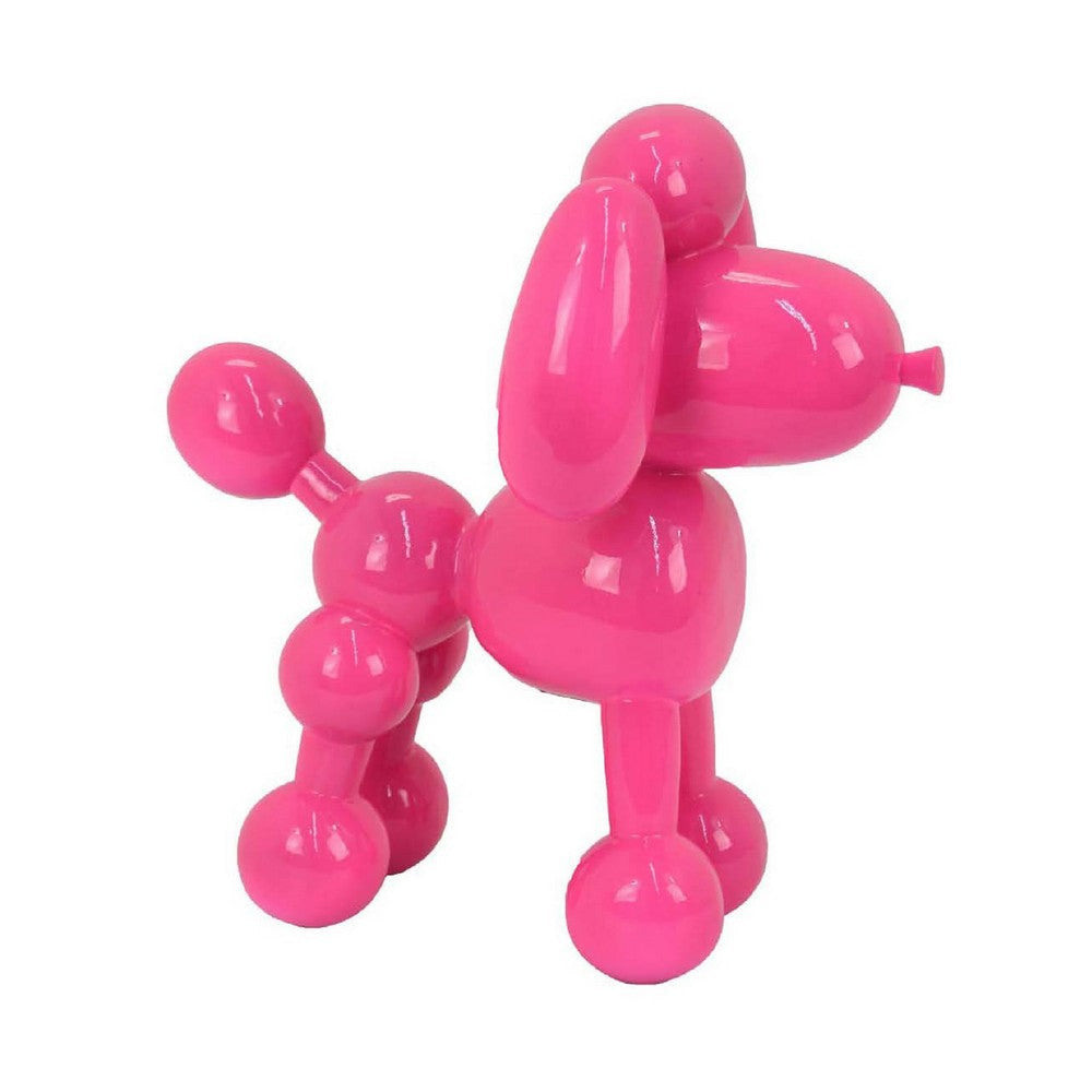 Balloon Dog Accent Decor | Bright Pink Resin | Intricate Details 12’’ BM335014
