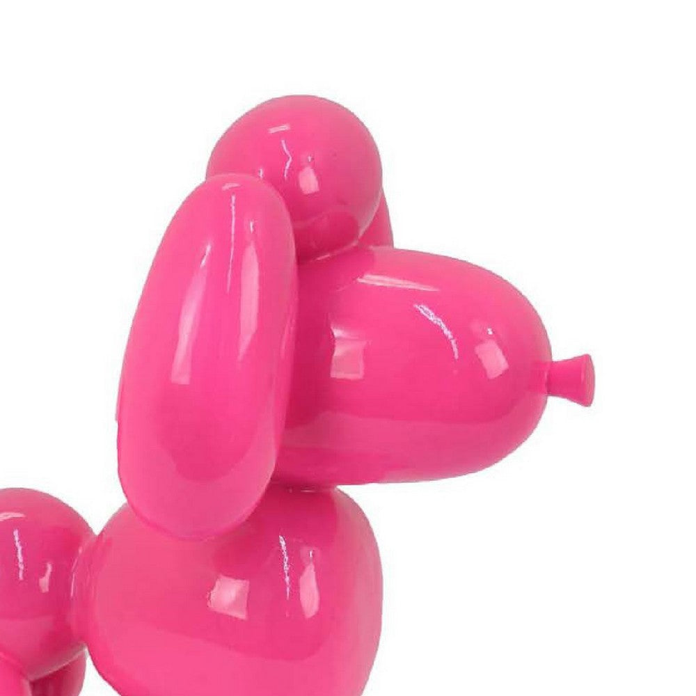 Balloon Dog Accent Decor | Bright Pink Resin | Intricate Details 12’’ BM335014
