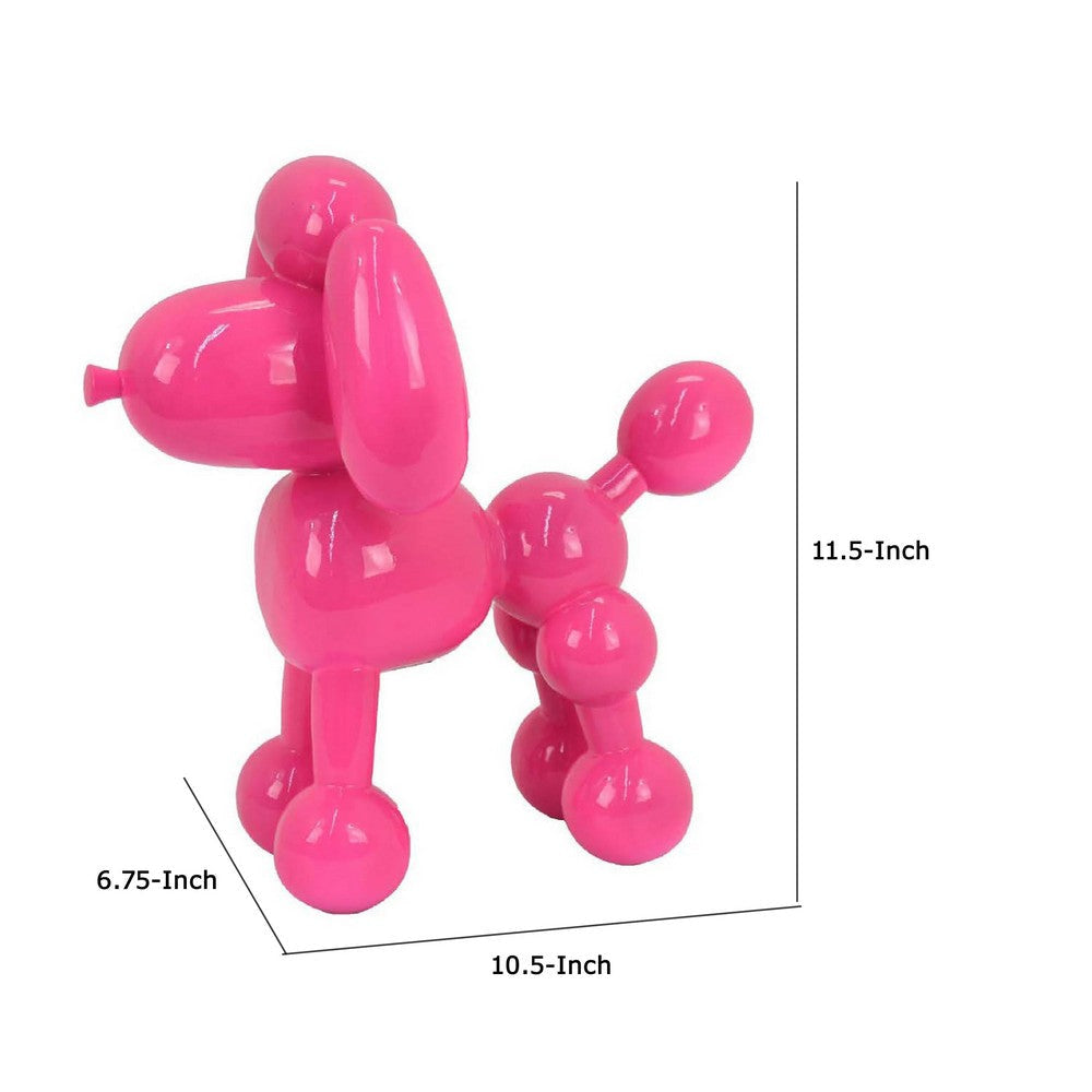 Balloon Dog Accent Decor | Bright Pink Resin | Intricate Details 12’’ BM335014