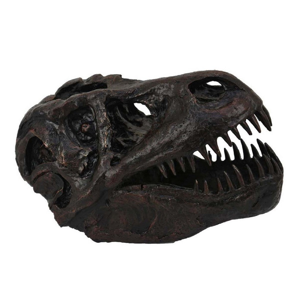 T Rex Skull Decor | Fossil Inspired Dark Brown and Black Resin | 13’’ BM335015