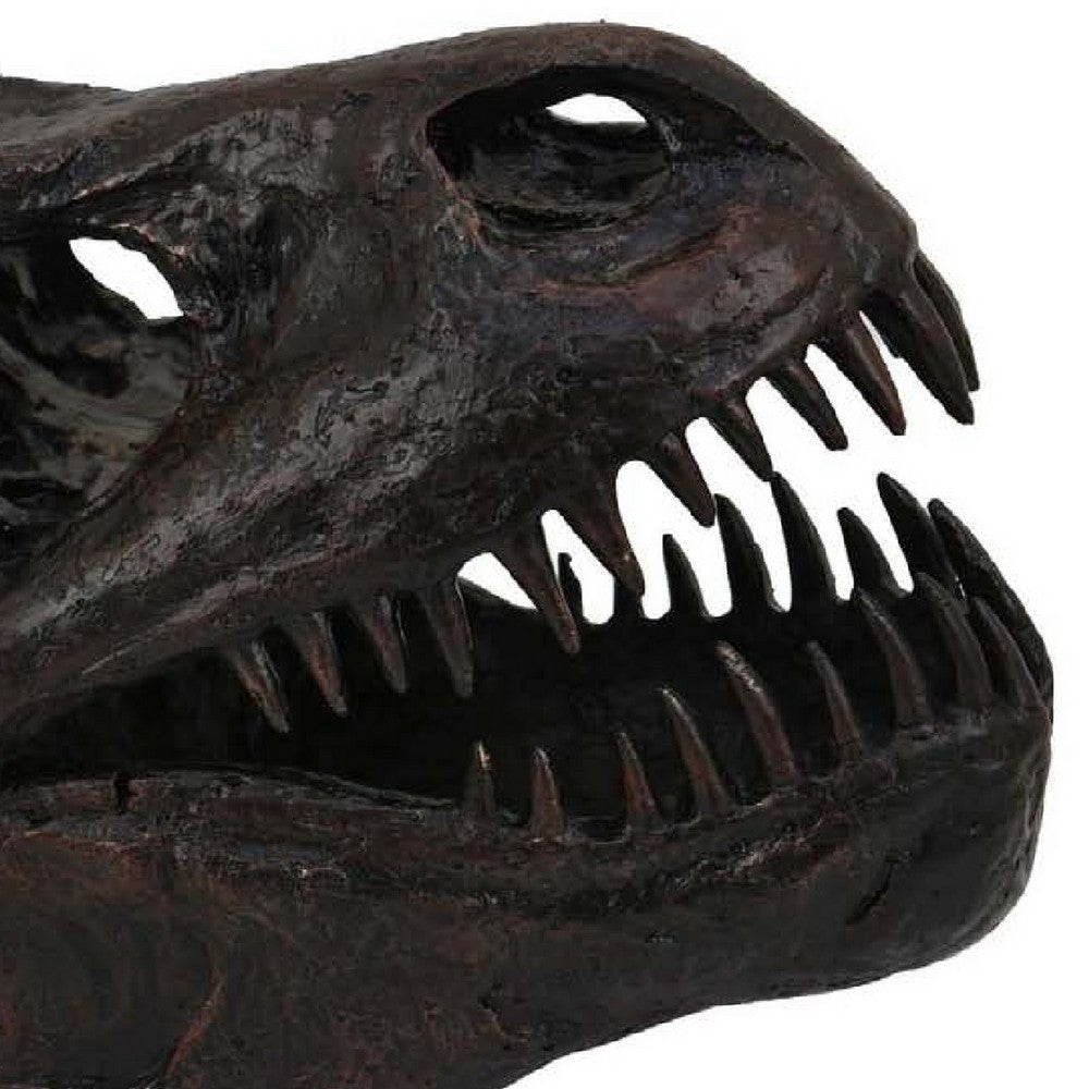 T Rex Skull Decor | Fossil Inspired Dark Brown and Black Resin | 13’’ BM335015