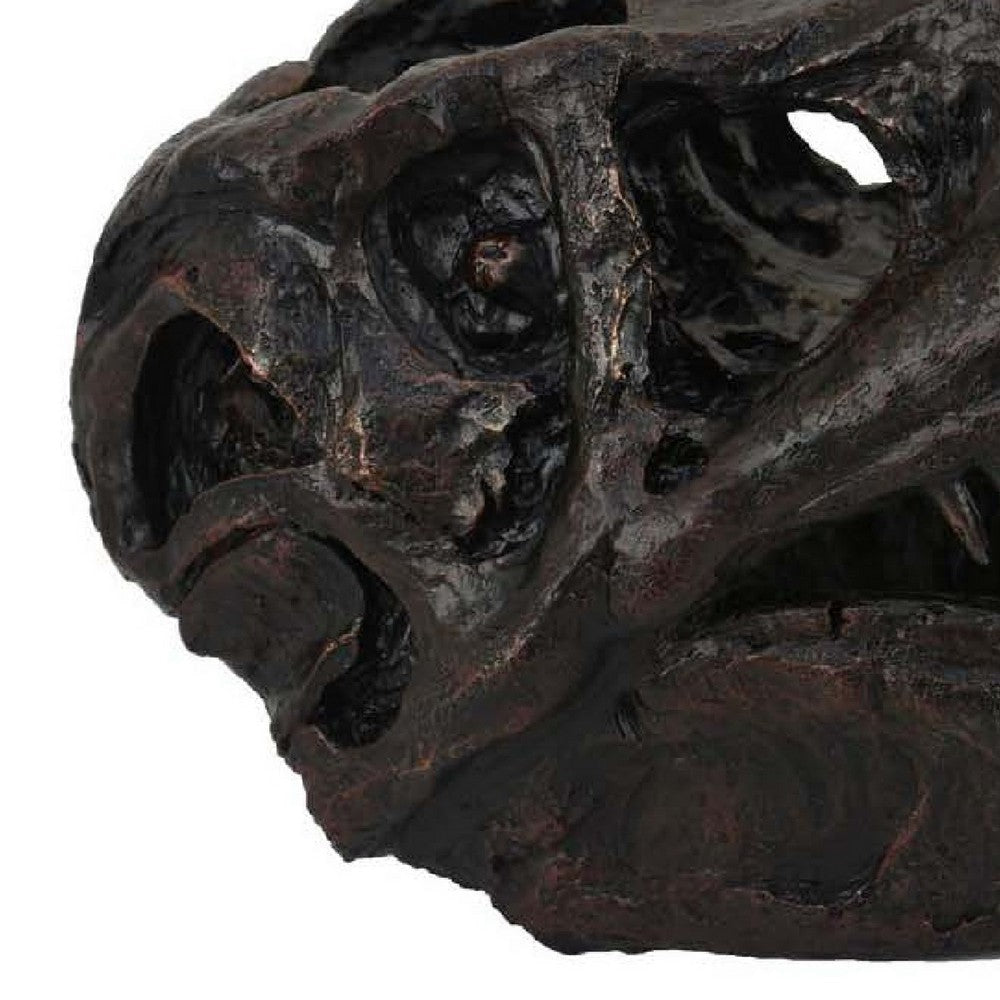 T Rex Skull Decor | Fossil Inspired Dark Brown and Black Resin | 13’’ BM335015