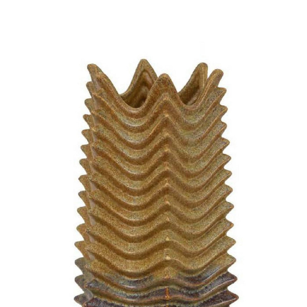 Decorative Vase | Brown | Gray Ceramic Undulating Pattern | 20’’ BM335018